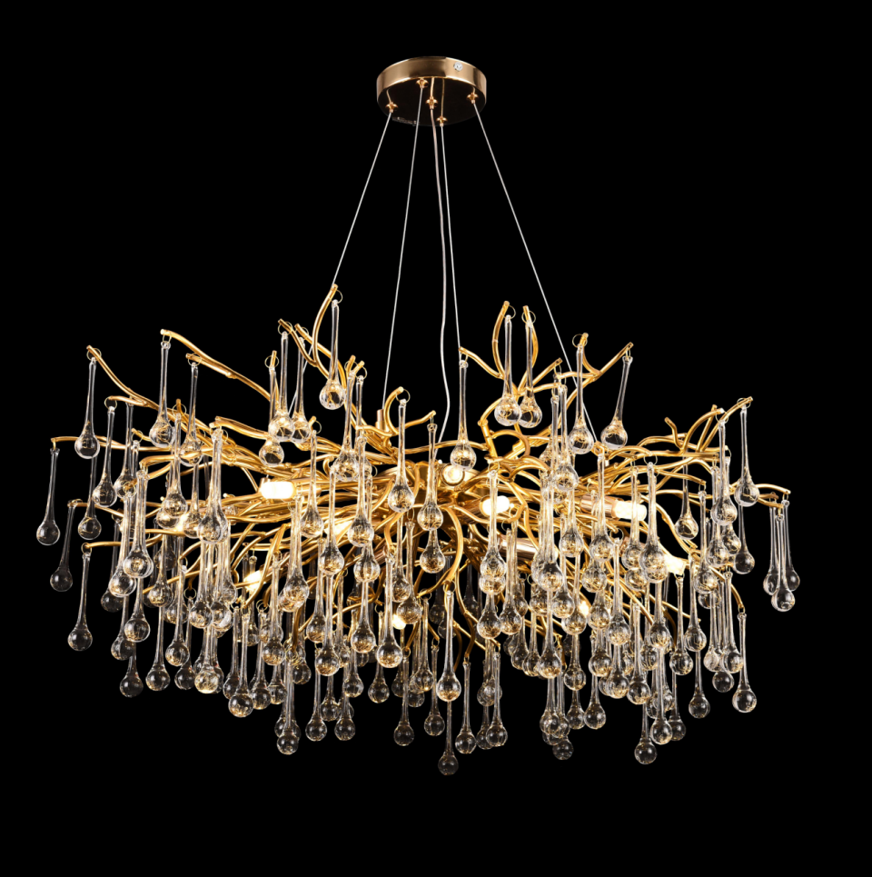 Candelabru Cristal NEBULA Magno, 9x G9, Auriu, 60cm