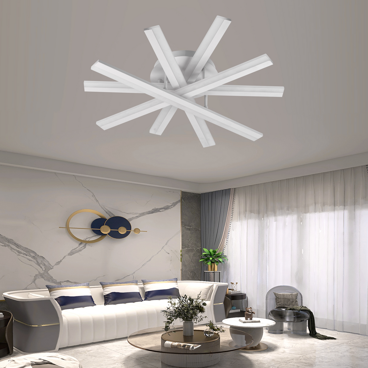 Lustra LED cu telecomanda ZOE, 67W, lumina Rece/Calda/Neutra, Dimabila, Alb
