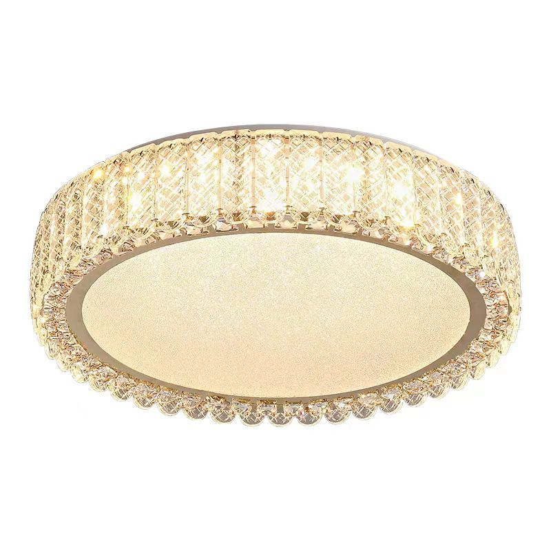 Lustra LED cu telecomanda si cristal LLC152/500CH 59W, 50cm, Cerc, lumina Rece/Calda/Neutra, Dimabila, Crom Lucios