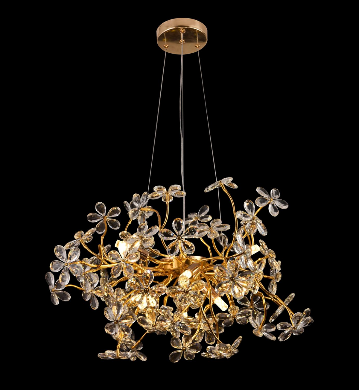 Candelabru Cristal AURAFLOR Magno, 9x G9, Crom si Cristale, 55cm, Inaltime Reglabila