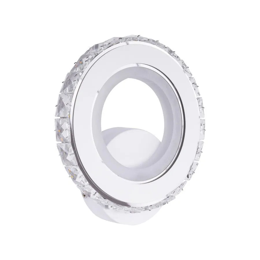 Aplica LED Borandis 16W, Alb cu Crom, Acril si Cristal, Lumina Rece/Calda/Neutra