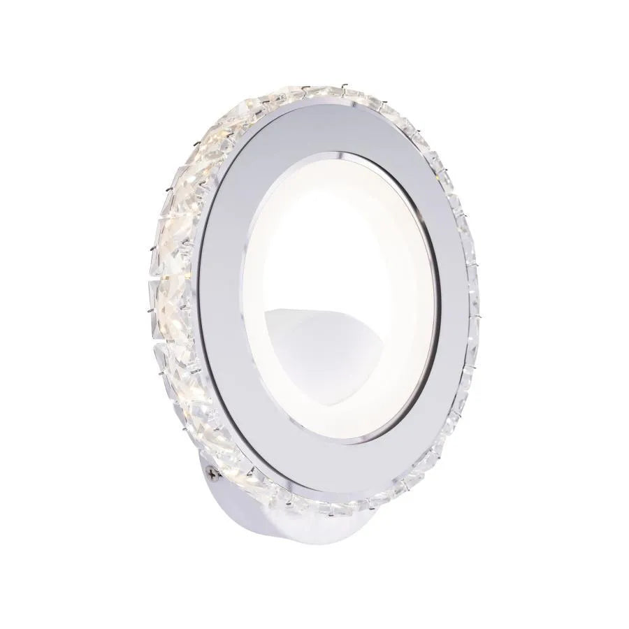 Aplica LED Borandis 16W, Alb cu Crom, Acril si Cristal, Lumina Rece/Calda/Neutra