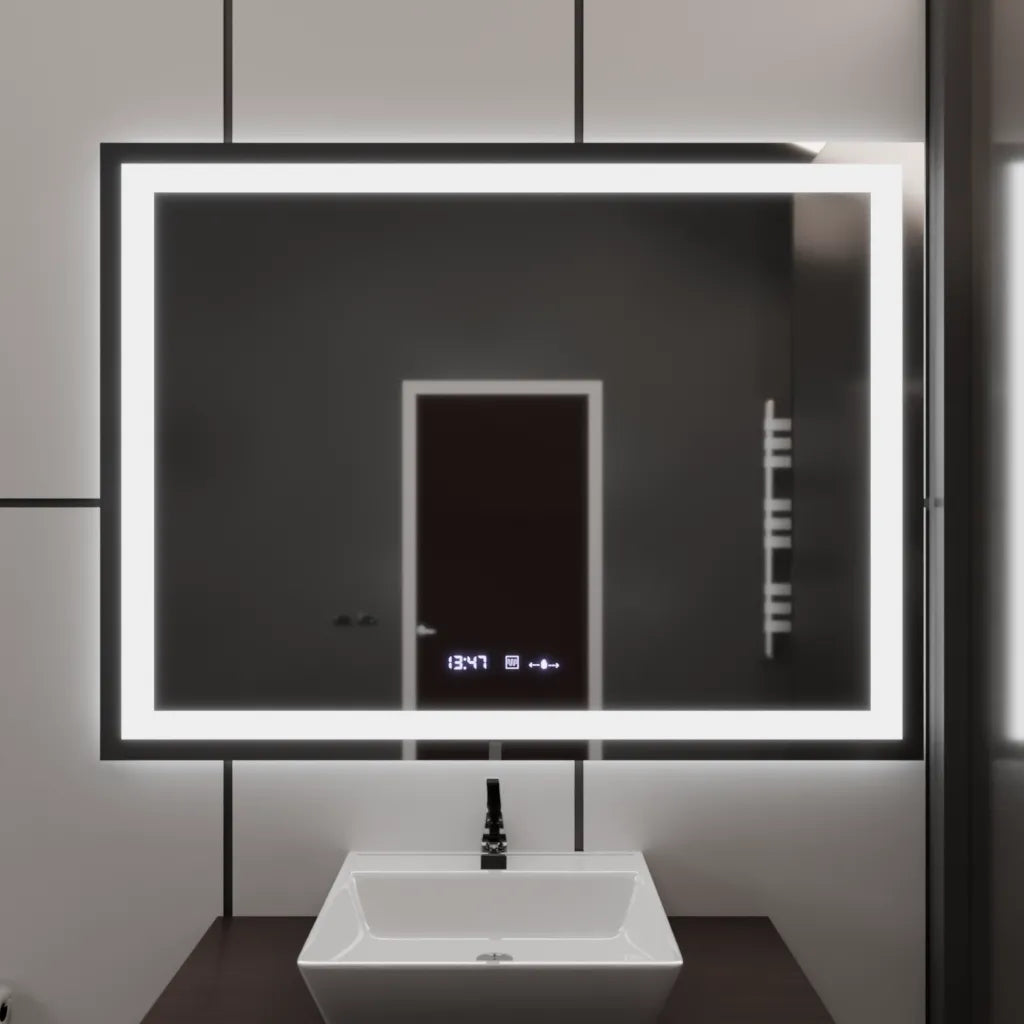 Oglinda LED Rectangulara, 100x75cm, Verite MotionGlow Marcello, Sistem Dezaburire, Ceas & Termometru, Dimabila