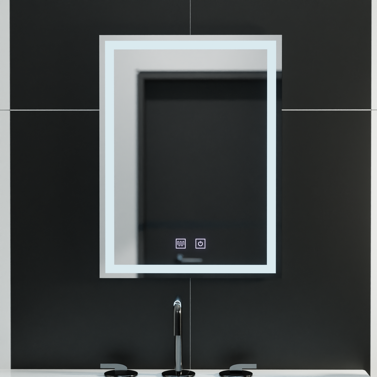 Oglinda LED Rectangulara, 60x80cm, Nox Touch, Sistem Dezaburire, Dimabila