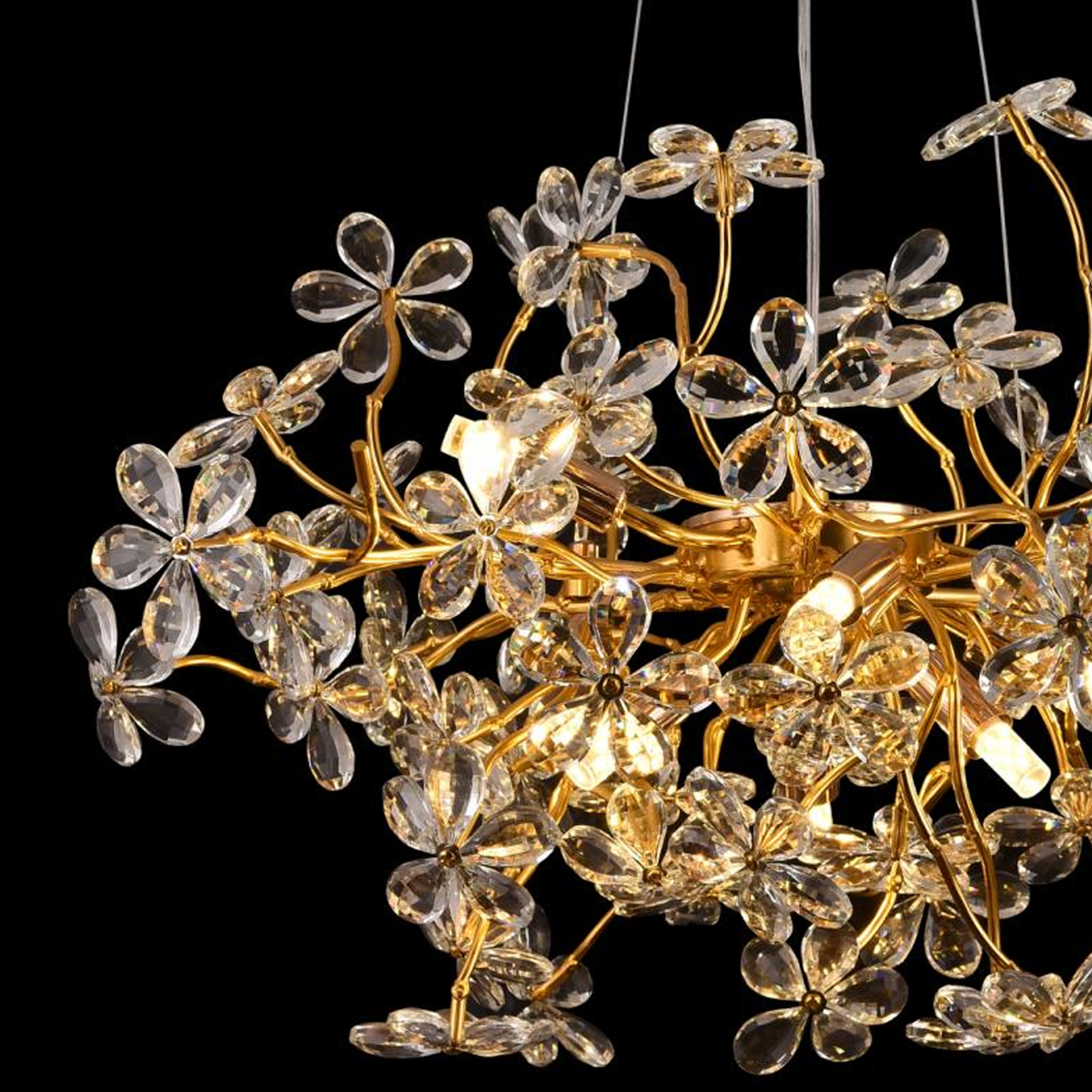 Candelabru Cristal AURAFLOR Magno, 9x G9, Crom si Cristale, 55cm, Inaltime Reglabila