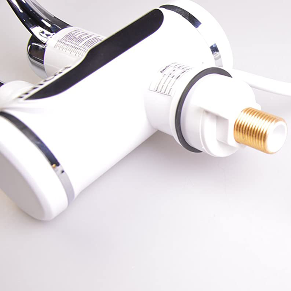 Robinet Electric cu Incalzire Instantanee a Apei, Afisaj Temperatura LED, Orizontal cu Montaj pe Chiuveta/Cada, Putere 3000 W, Apa Calda 30°C-60°C, Alb, Z007XDT