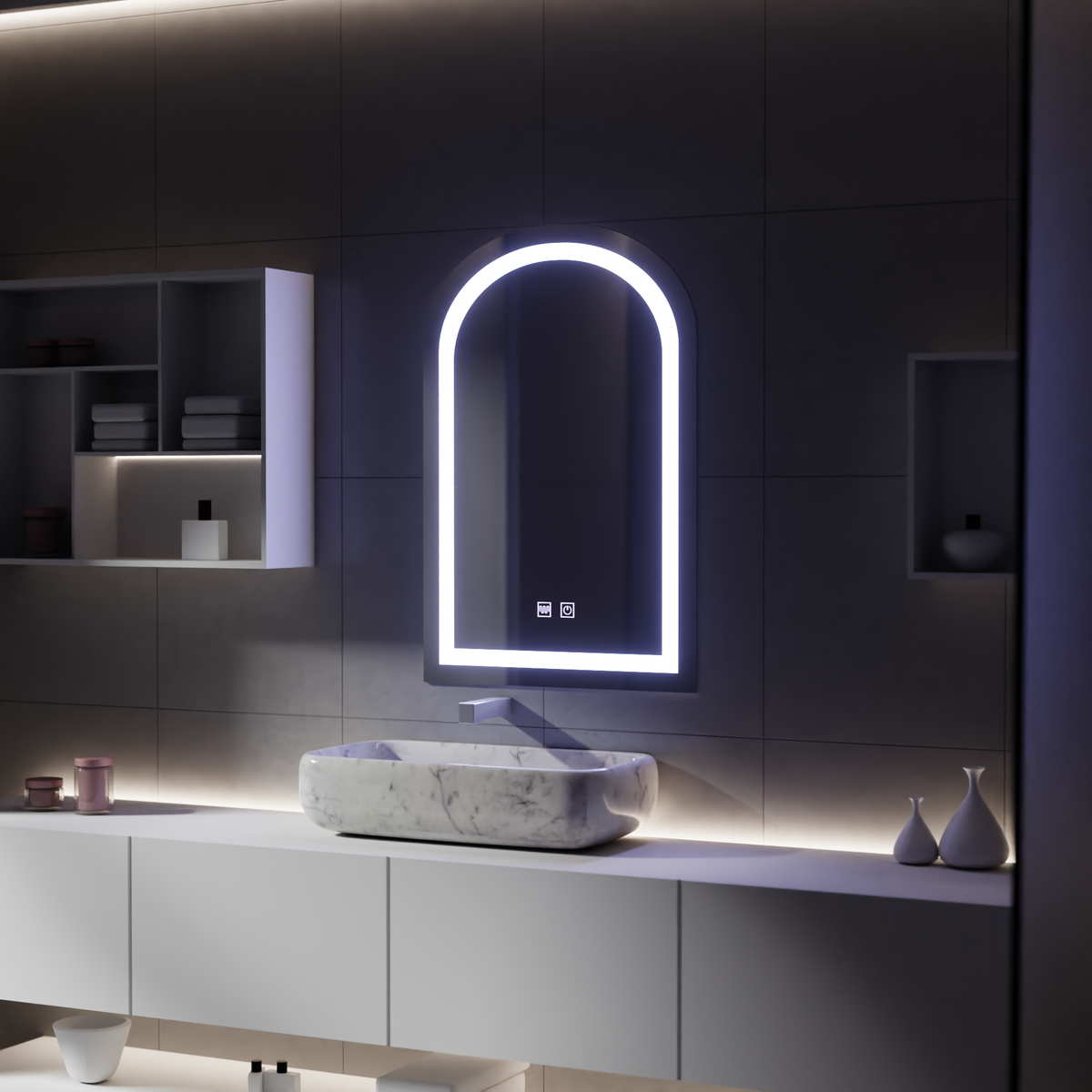 LED Touch zrkadlo s funkciou odmrazovania, 80x50cm, imaginea 3