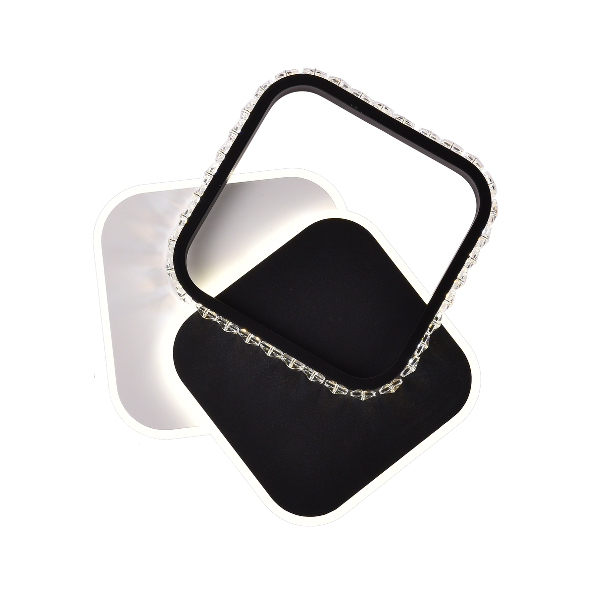 Lustra LED cu cristal PRISMIQ 39W, 3 Patrate, lumina Rece/Calda/Neutra, Negru