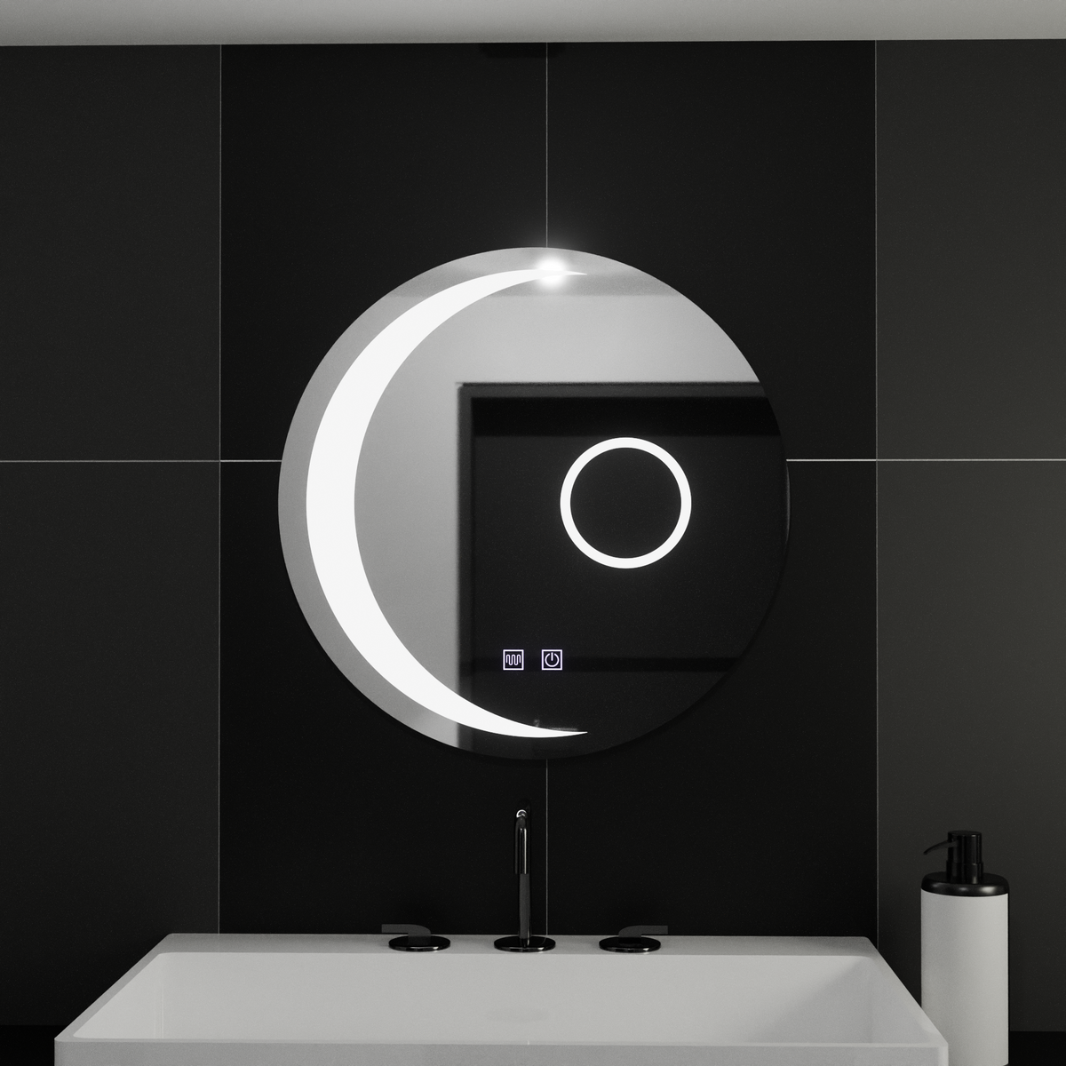Oglinda LED Rotunda, 60cm, Orbis Touch, Sistem Dezaburire,Dimabila, imaginea 4