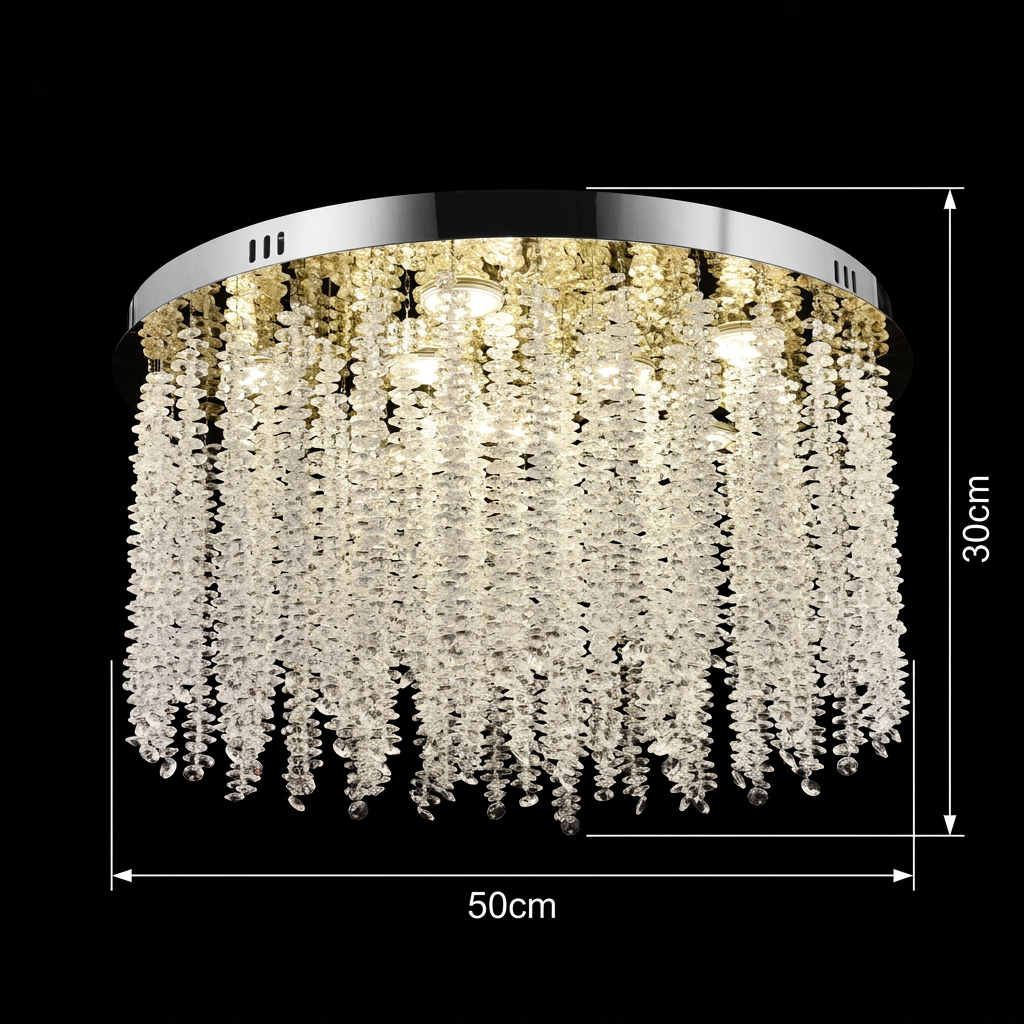 Candelabru LED Cristal LLC215/550WH Rotund, 29W, Lumina Rece/Calda/Neutra, Cristal, Auriu