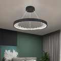 Lustra LED suspendata cu telecomanda, 28W, 1 Cerc, lumina Rece/Calda/Neutra, Dimabila, Negru, Inaltime Reglabila