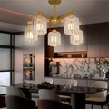Lustra Clasica Moderna LC110/5GD cu Cristal, 5xE27, Auriu, Metal si Cristal