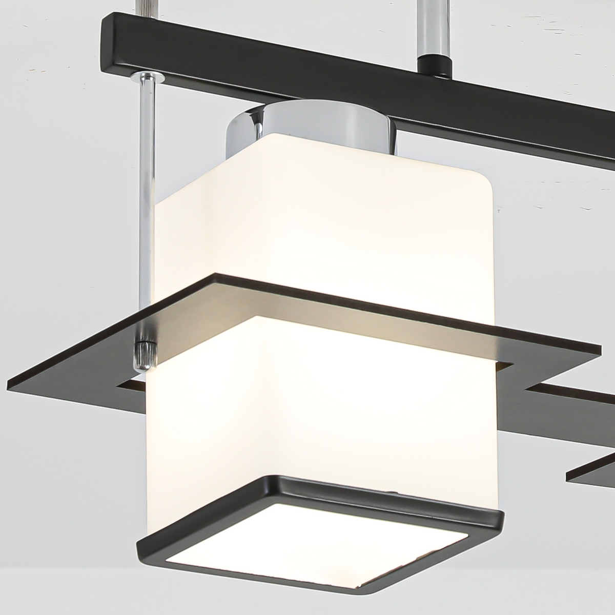 Classic Aramis Chandelier with Wood Square Shade 2X E27 Grey Black, imaginea 2