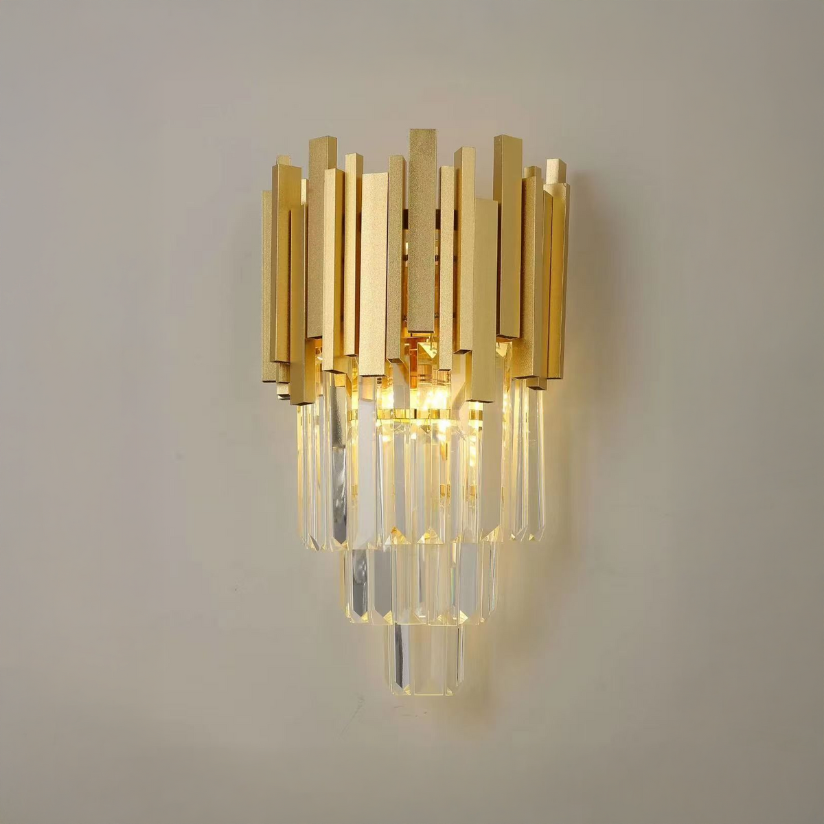 Aplica Maxim, 2*E14, Auriu, Metal si Cristal
