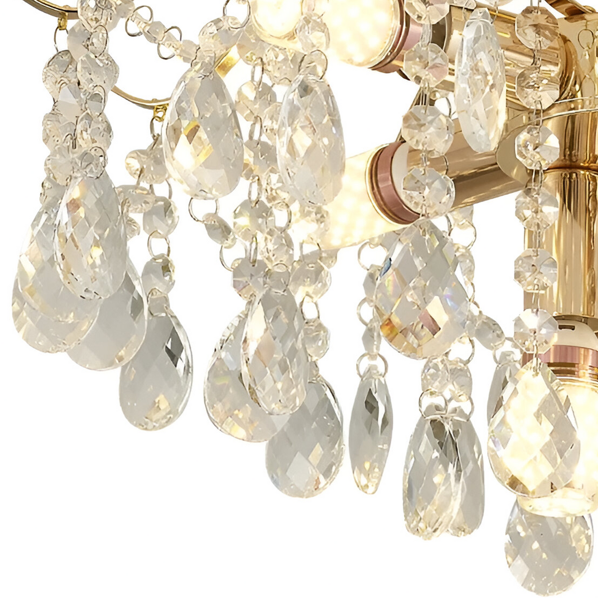 Kandelár Crystal Fiamma, 6x E14, priemer 45 cm, zlatý, kov a krištáľ, imaginea 2