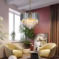 Candelabru Cristal BLOIS Eleganza 8xE14, Diametru 50 cm, Argintiu, Inaltime Reglabila