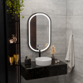 Helmut Touch LED Mirror, Defog System, Clock and Temperature 45x90 cm, Black Frame, Brushed, AT1CT-IM1P-OG1D-S15/45X90,