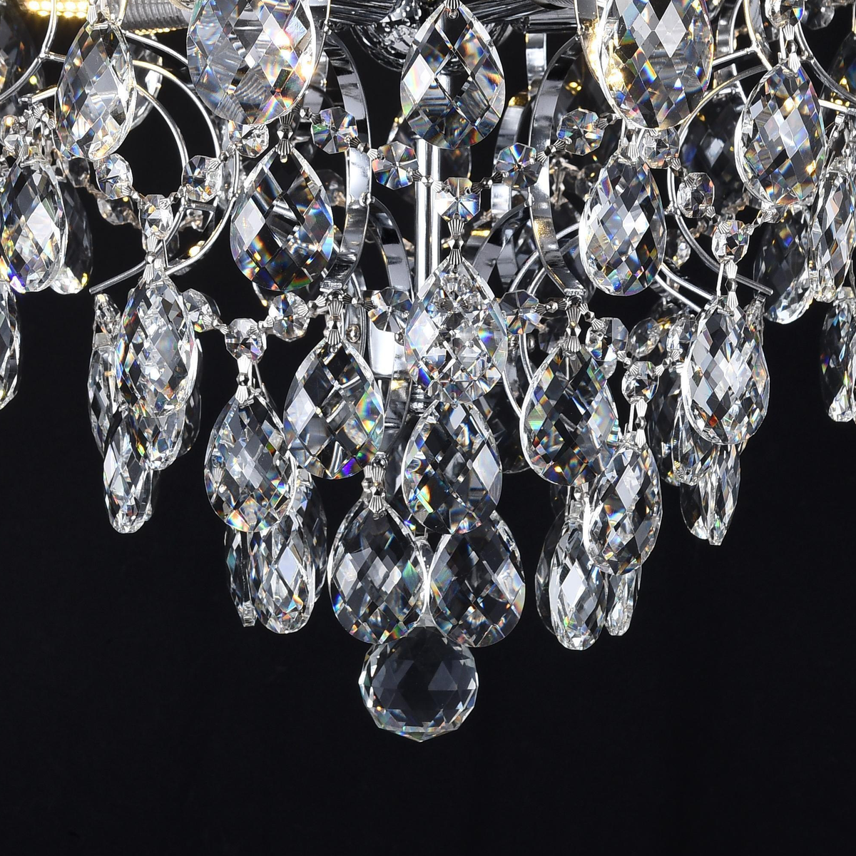 Candelabru Cristal CRYSTARA Nobile, 5x E14, Diametru 40cm, Crom Lucios