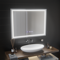Oglinda LED Rectangulara, 100x75cm, Verite MotionGlow Marcello, Sistem Dezaburire, Ceas & Termometru, Dimabila