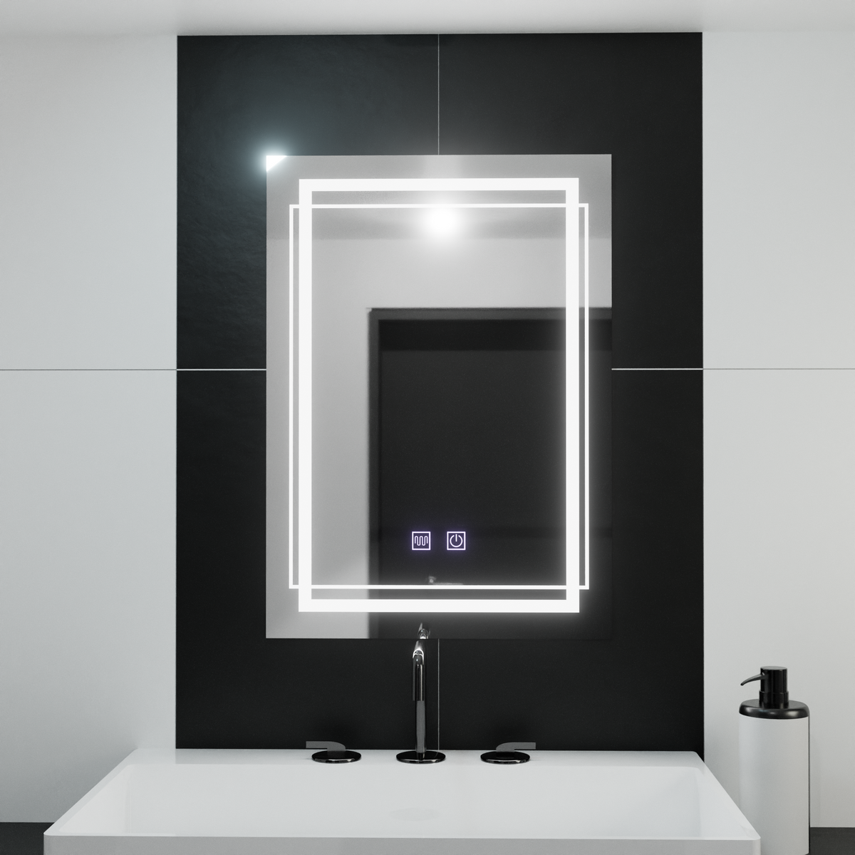Oglinda LED Rectangulara, 50x70cm, KOVEN Touch, Sistem Dezaburire,Dimabila