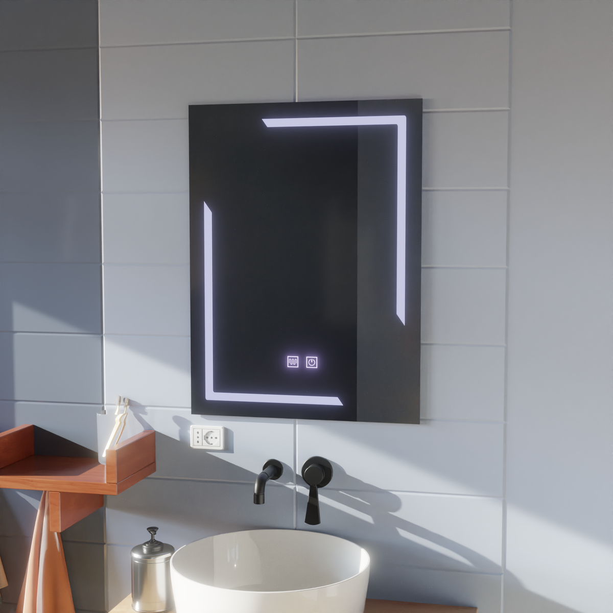 Oglinda LED Rectangulara, 60x80cm, ECLISSA Touch, Sistem Dezaburire, Dimabila