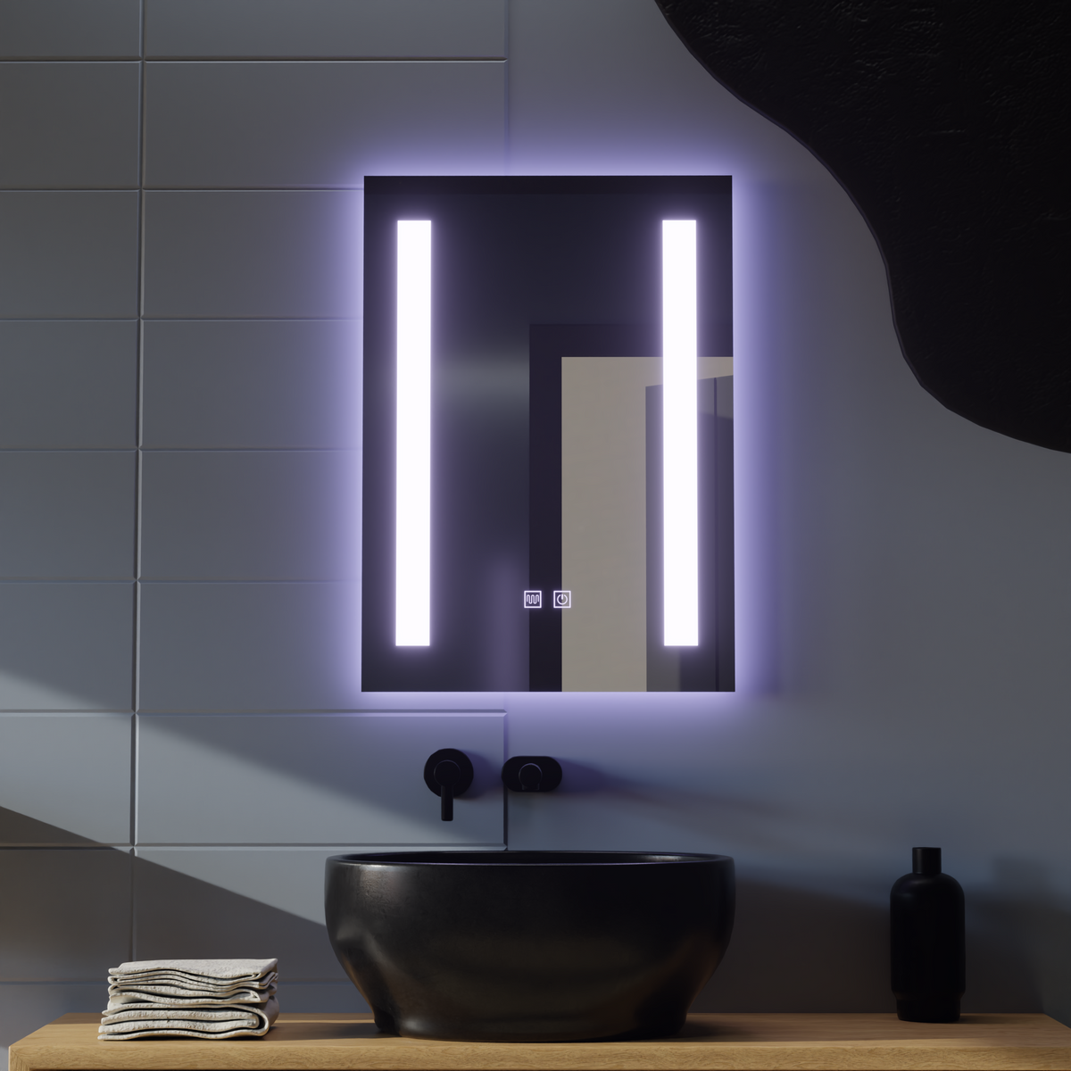 Oglinda LED Rectangulara, 50x70cm, C206S/50X70 Touch, Sistem Dezaburire, Dimabila