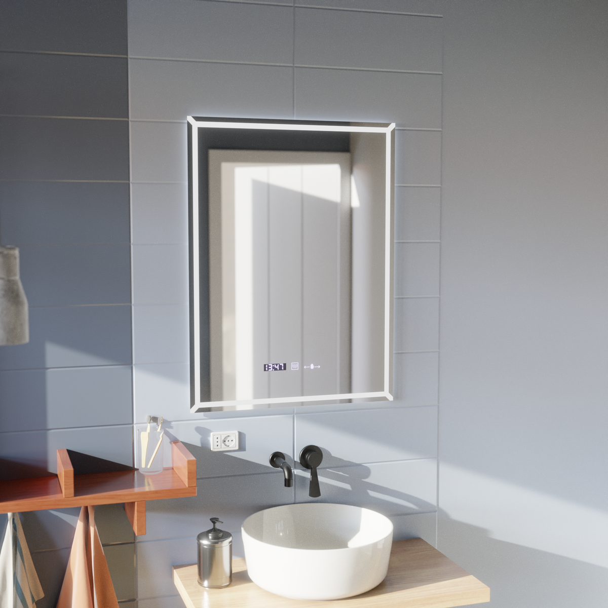 Oglinda LED Rectangulara, 60x80cm, VillayTouch Marcello, Sistem Dezaburire, Dimabila