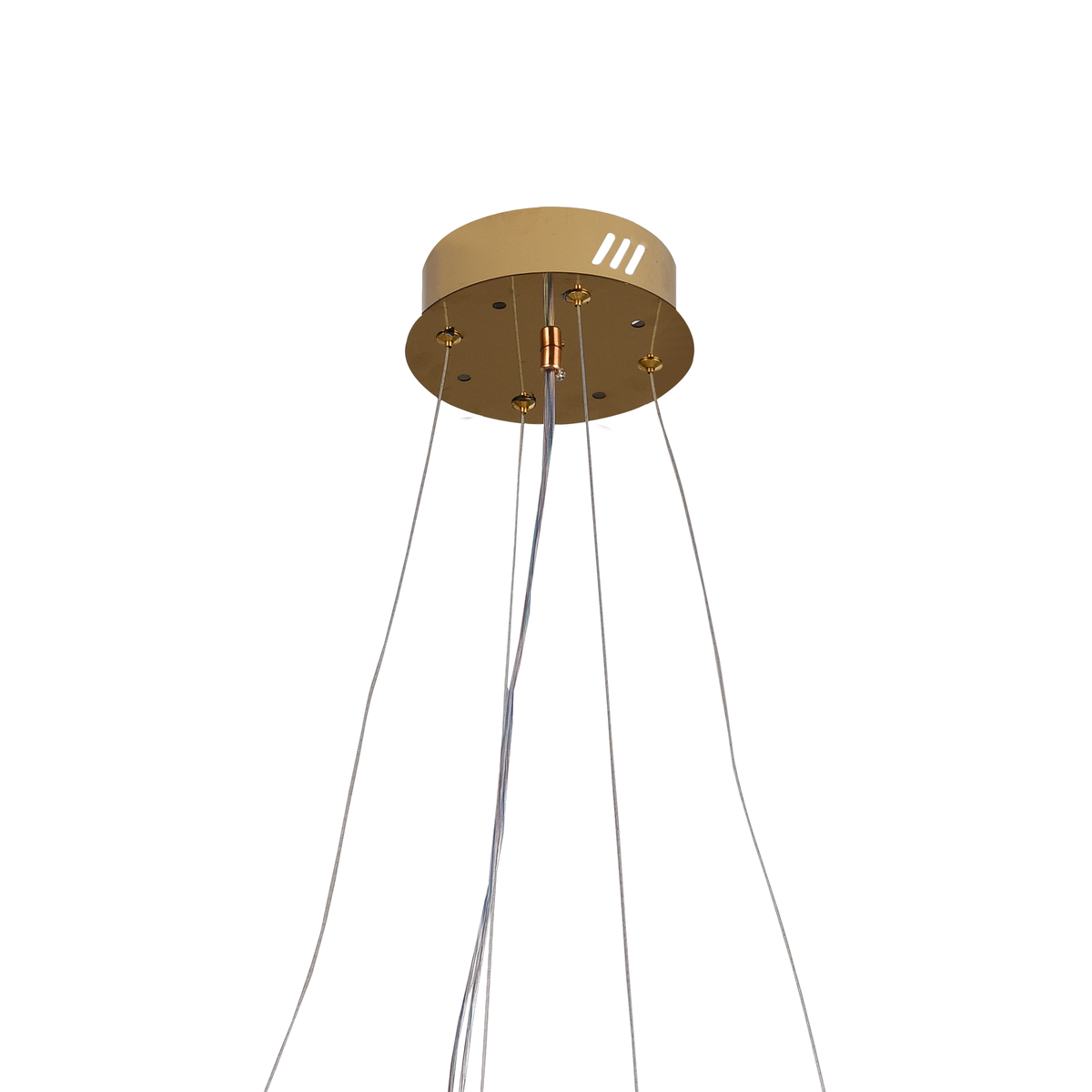 Lustra LED cu Telecomanda,LLC160/500GD, Cristal si Metal, 54W, Dimabila, Inaltime Reglabila, Lumina Rece/Calda/Neutra, Iluminat Luxos