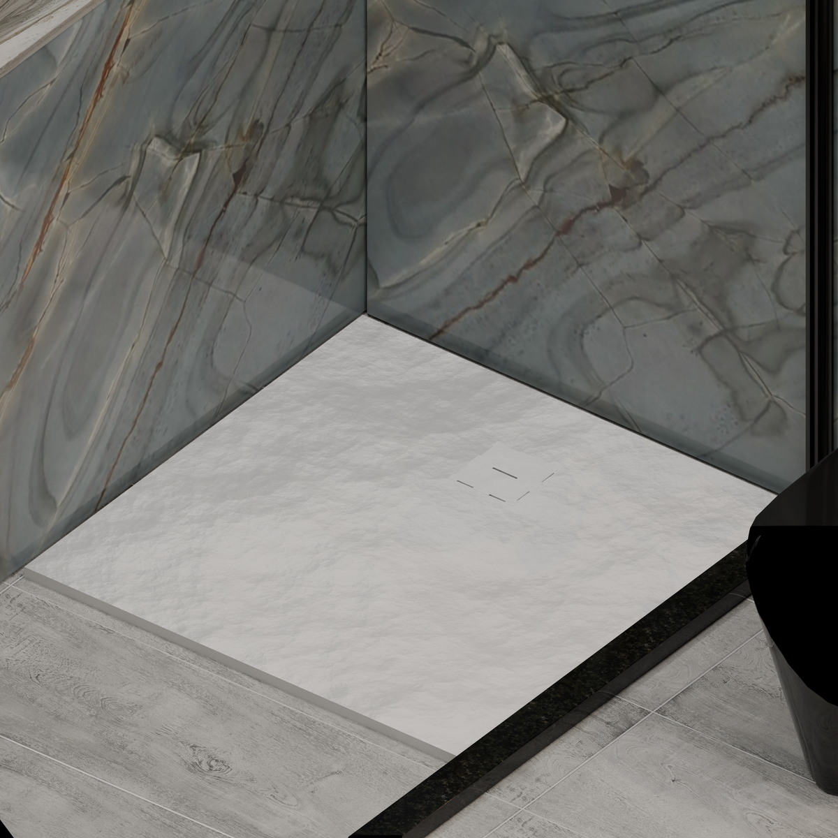 Cadita de dus patrata 90x90 cm, slim 3 cm, alb lucios