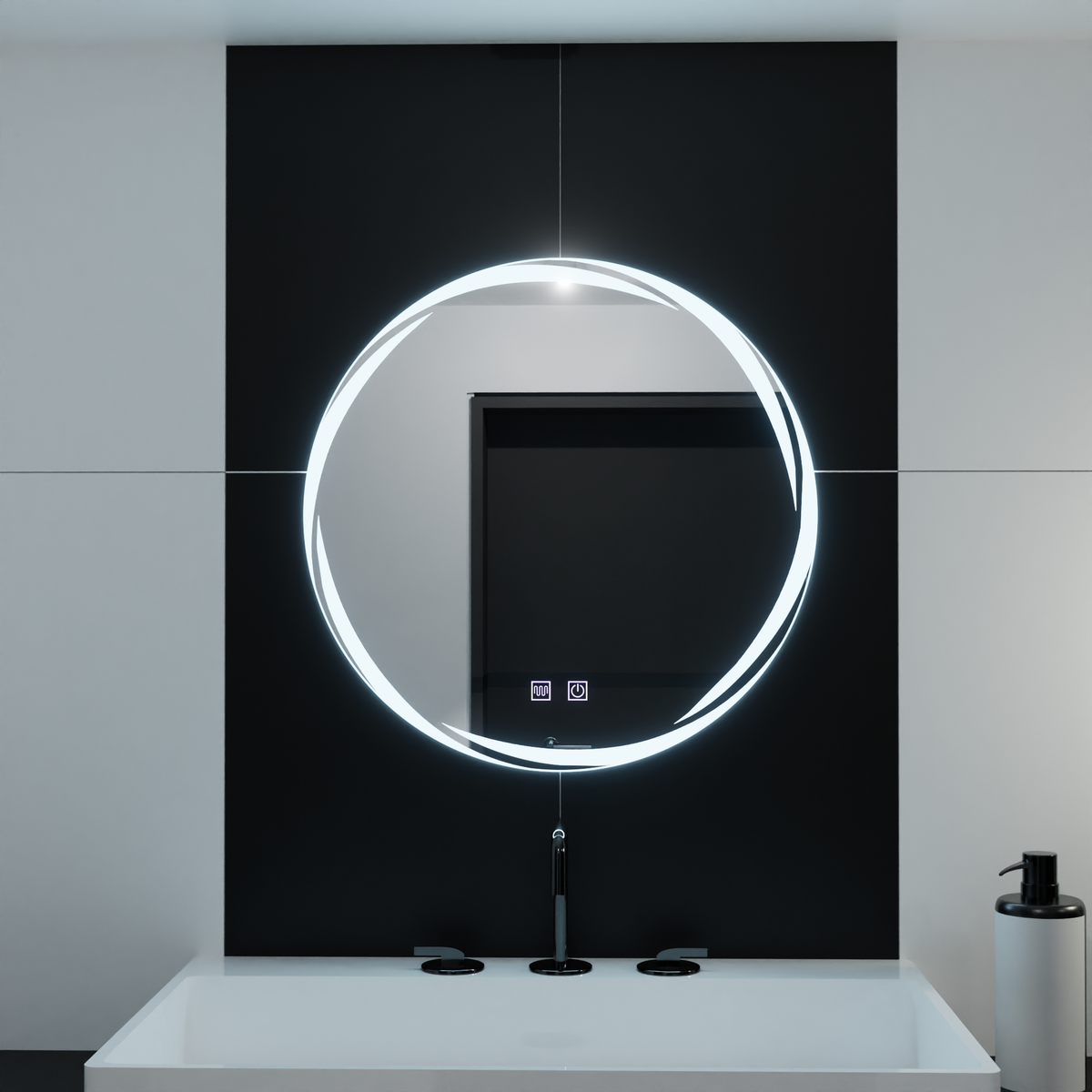 Oglinda LED Rotunda, 70cm, Zaffiro Touch, Sistem Dezaburire, Dimabila E48S/70X70