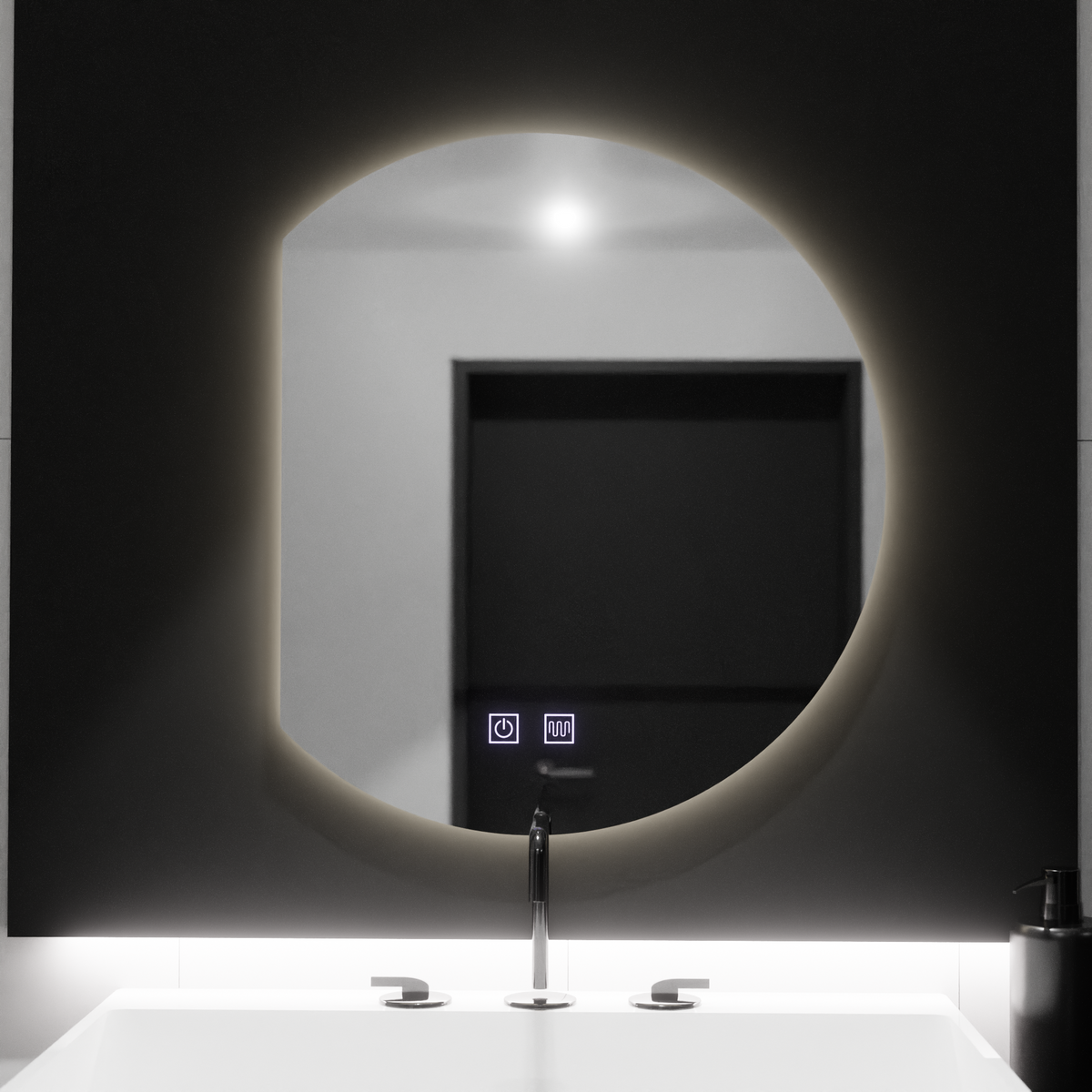 Oglinda LED Semiluna 54x60, Arcana Touch, Sistem Dezaburire, Dimabila