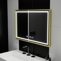 Oglinda LED Rectangulara, 120x80cm, Verite Royale Gold MotionGlow Marcello, Sistem Dezaburire, Ceas & Termometru, Dimabila