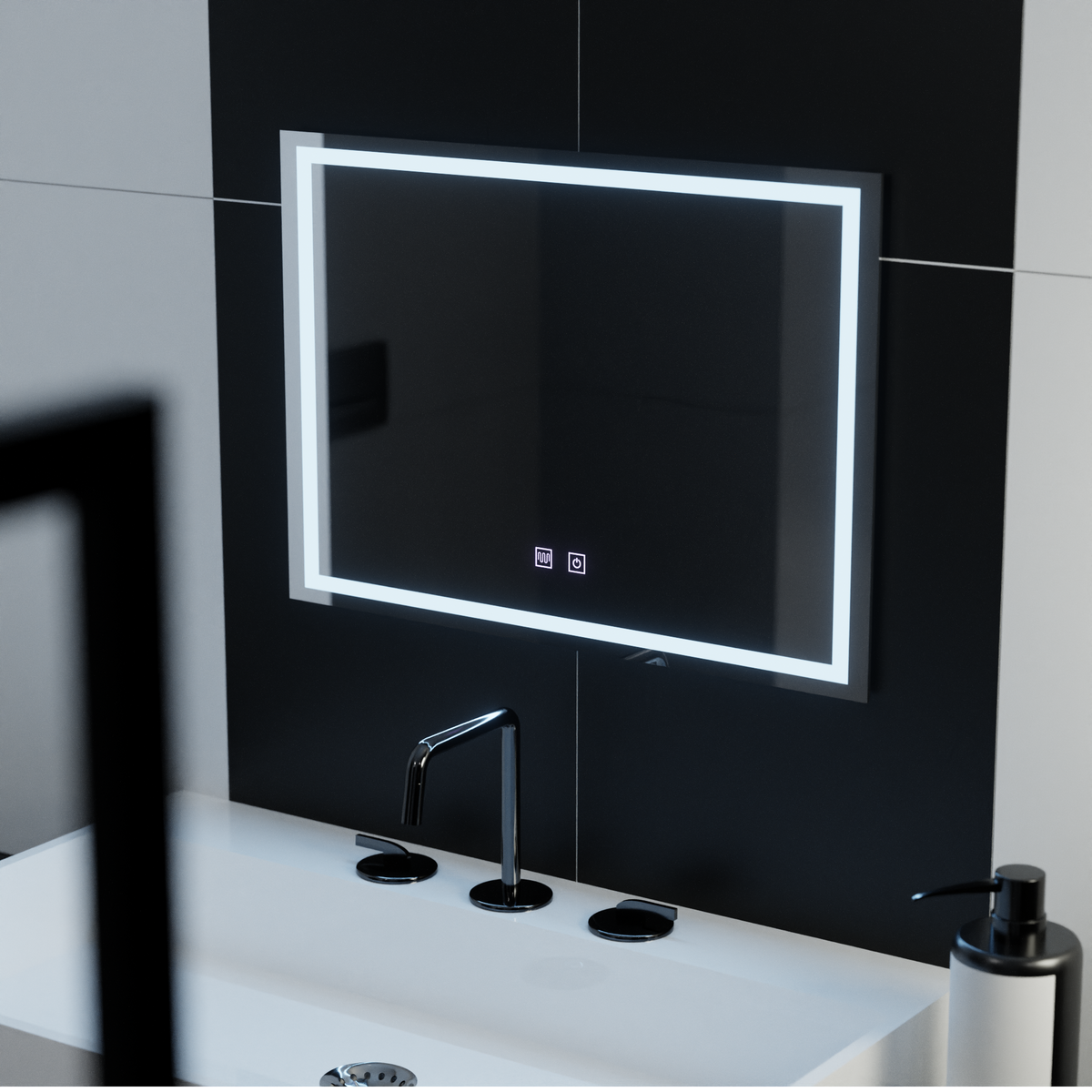 Oglinda LED Rectangulara, 70x50cm, RADIANTE Touch, Sistem Dezaburire, Dimabila