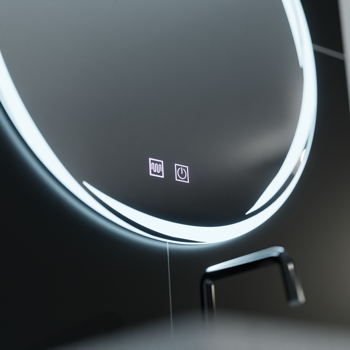 Oglinda LED Rotunda, 70cm, Zaffiro Touch, Sistem Dezaburire, Dimabila E38S/70X70