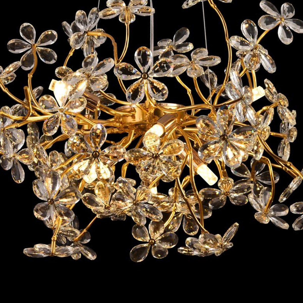 Candelabru Cristal AURAFLOR Magno, 9x G9, Crom si Cristale, 55cm, Inaltime Reglabila