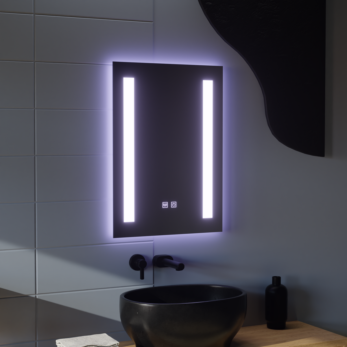 Oglinda LED Rectangulara, 50x70cm, C206S/50X70 Touch, Sistem Dezaburire, Dimabila