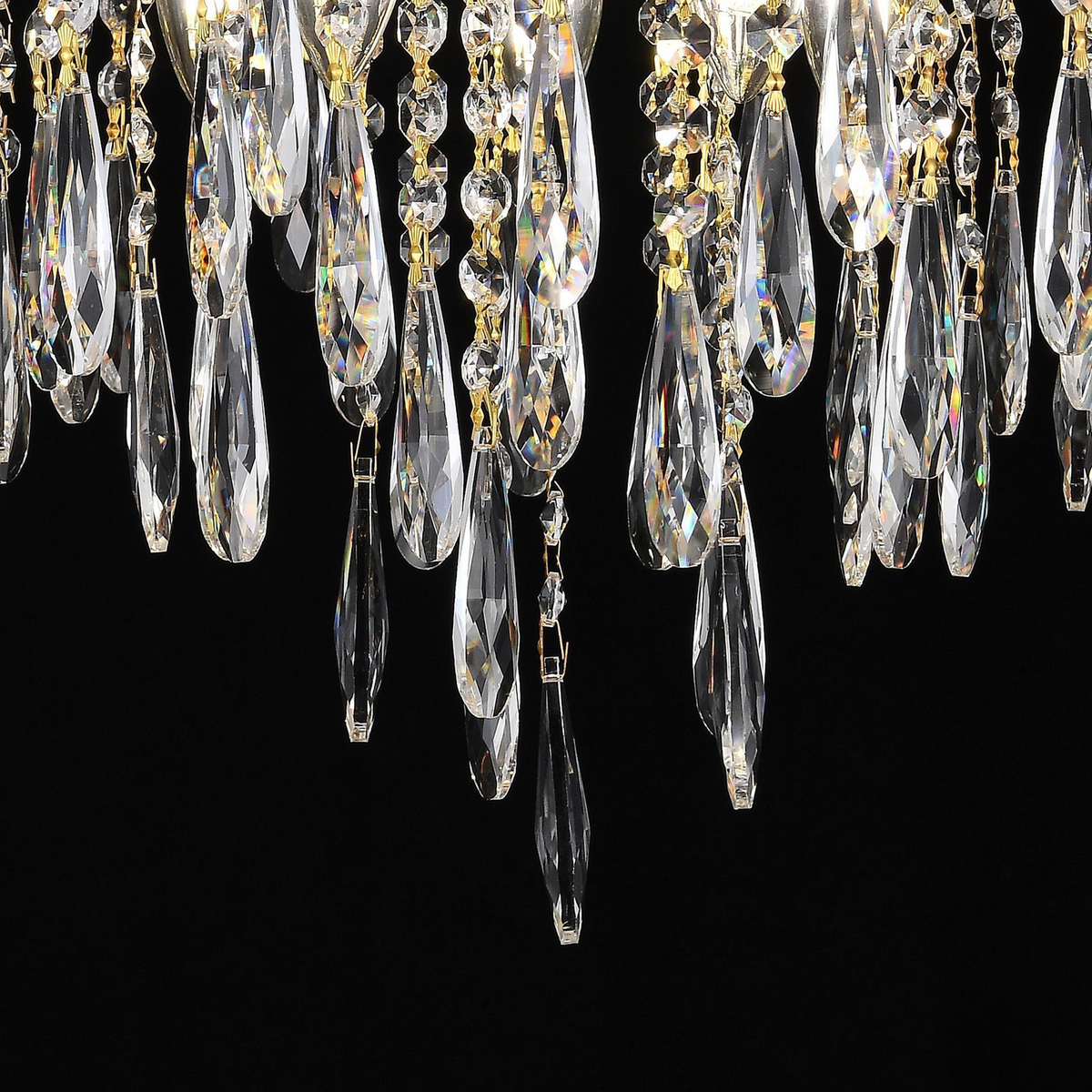 Candelabru Cristal LUMIRA Eleganza, 5x E14, Diametru 48cm, Auriu Lucios