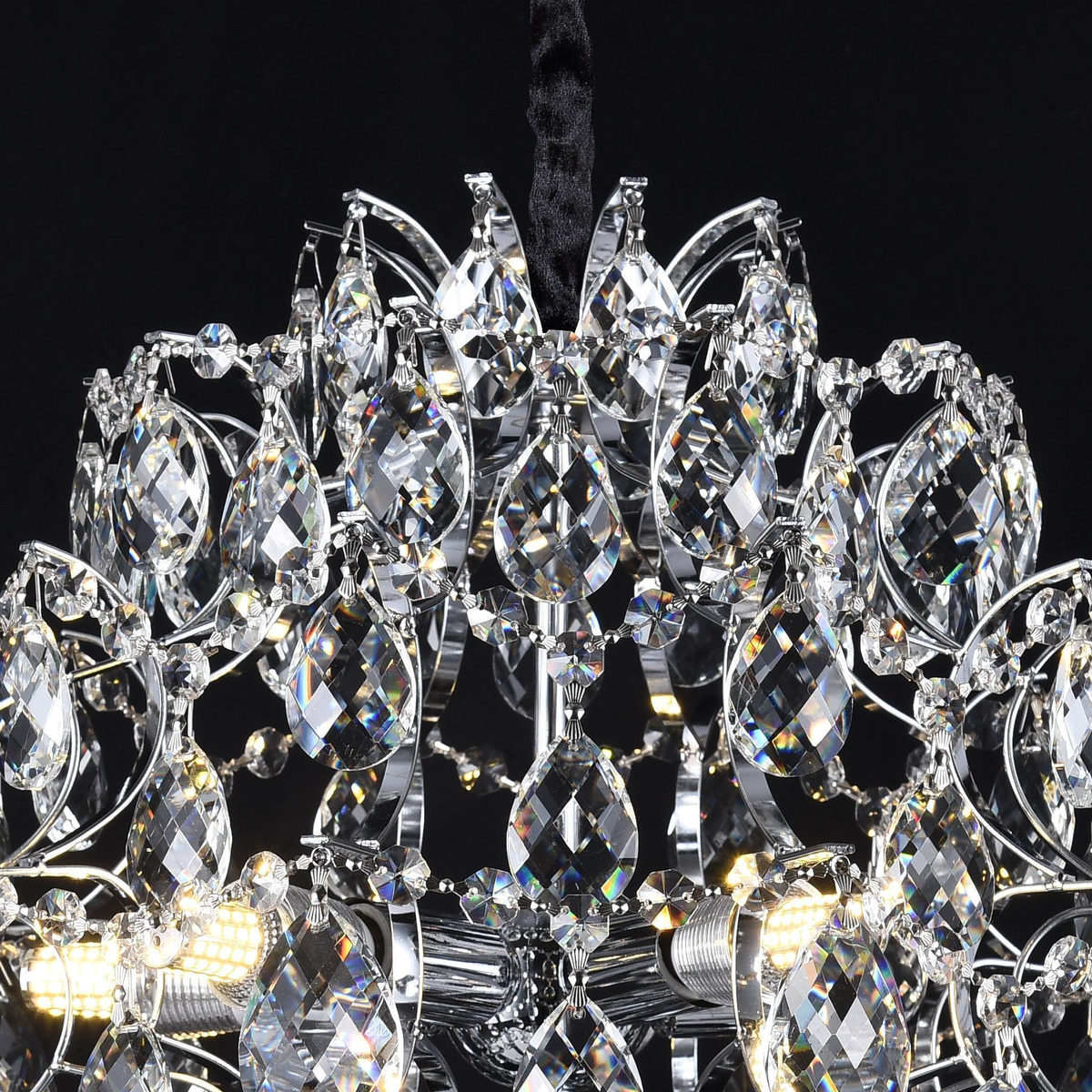 Candelabru Cristal CRYSTARA Nobile, 5x E14, Diametru 40cm, Crom Lucios