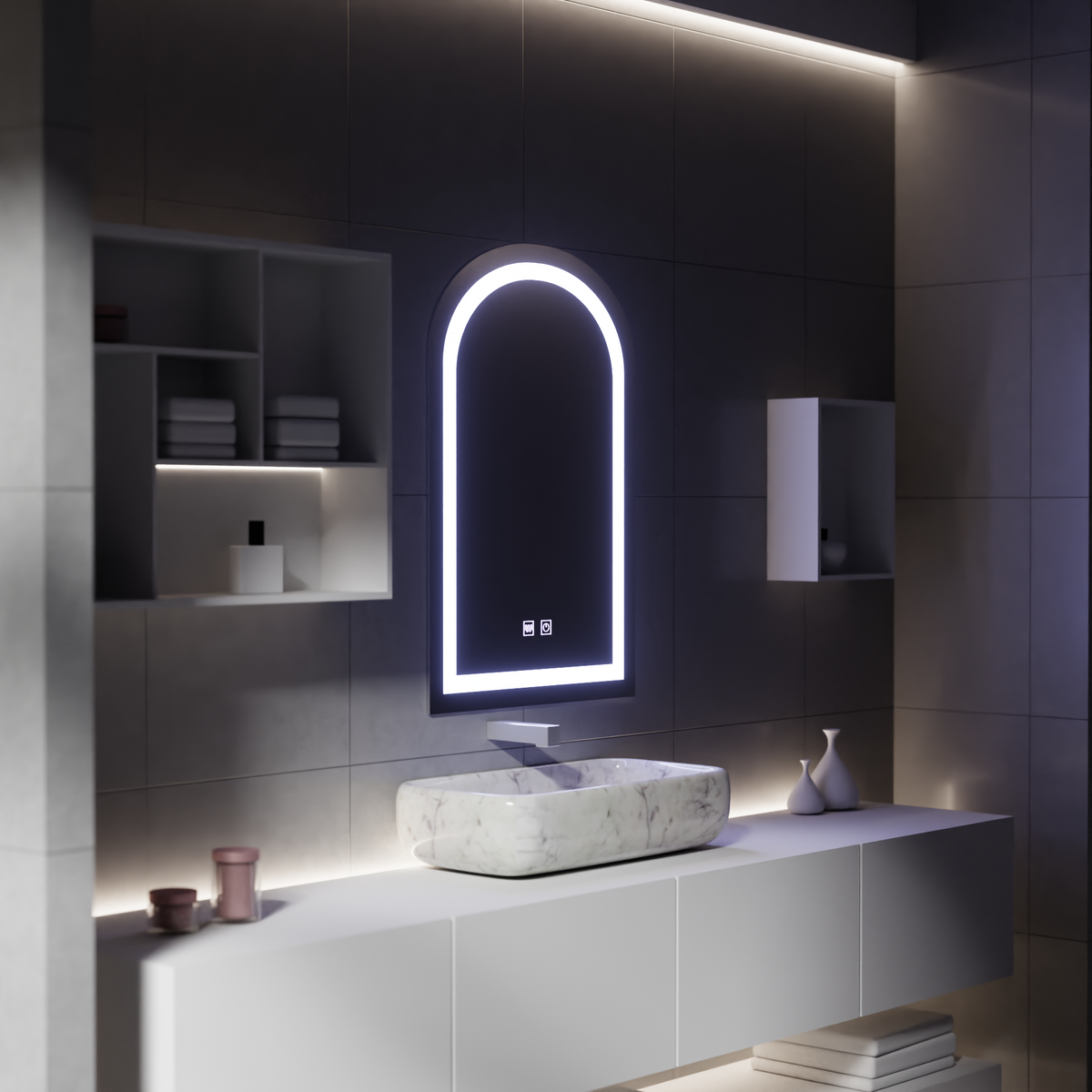 LED Touch zrkadlo s funkciou odmrazovania, 80x50cm, imaginea 4