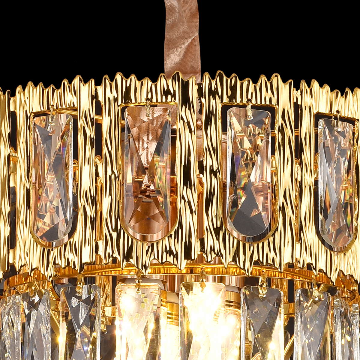 Candelabru Cristal BELVEDERE Petito 3xE14, Diametru 30cm, Auriu Lucios, Inaltime Reglabila