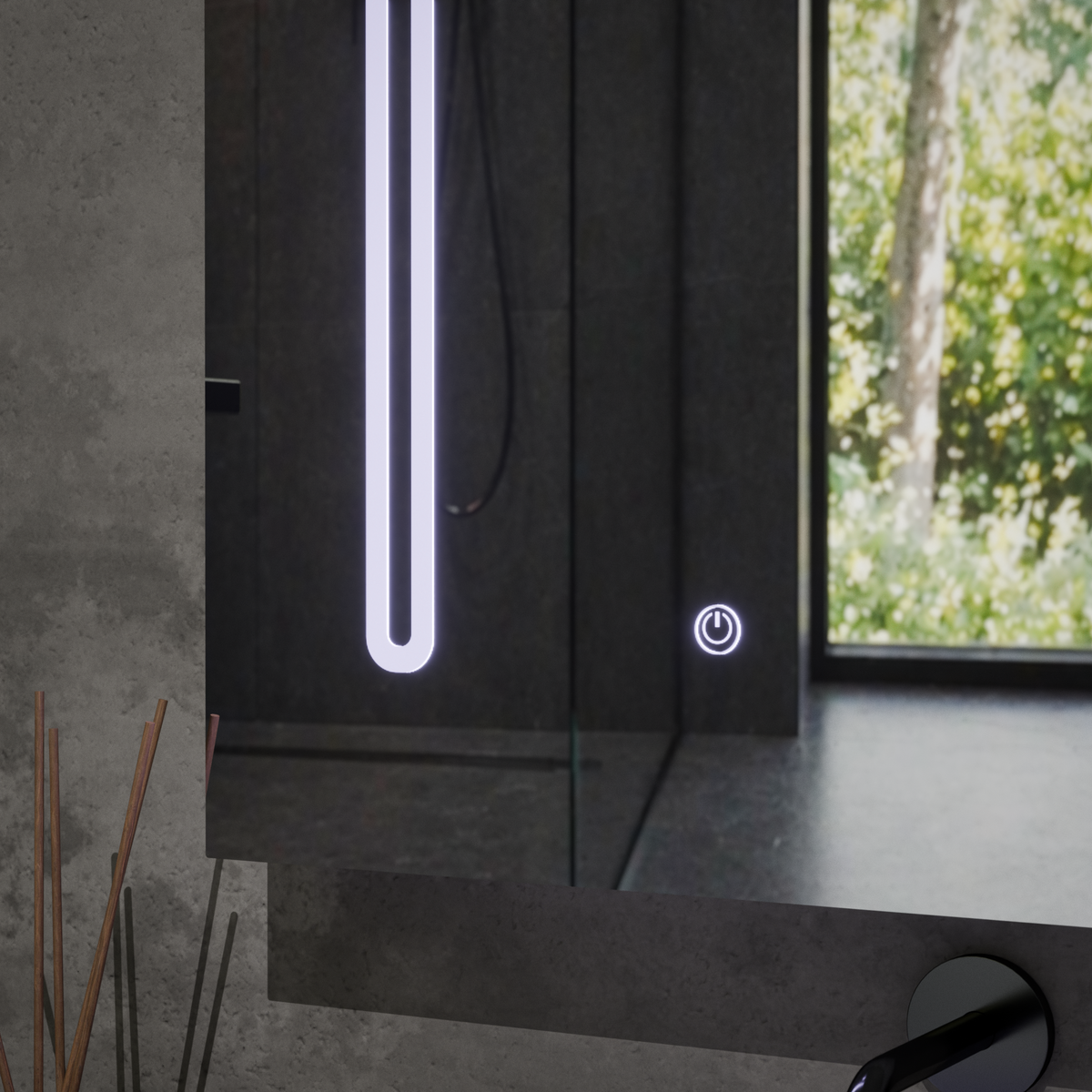 Oglinda LED cu Dulap PLANO 80x70 cm Alb Senzor Touch si Depozitare