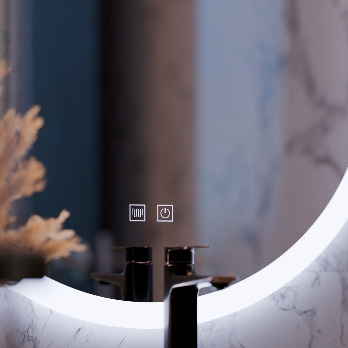 Oglinda LED Rotunda, 60cm, Noxia Touch, Sistem Dezaburire, Dimabila, imaginea 2