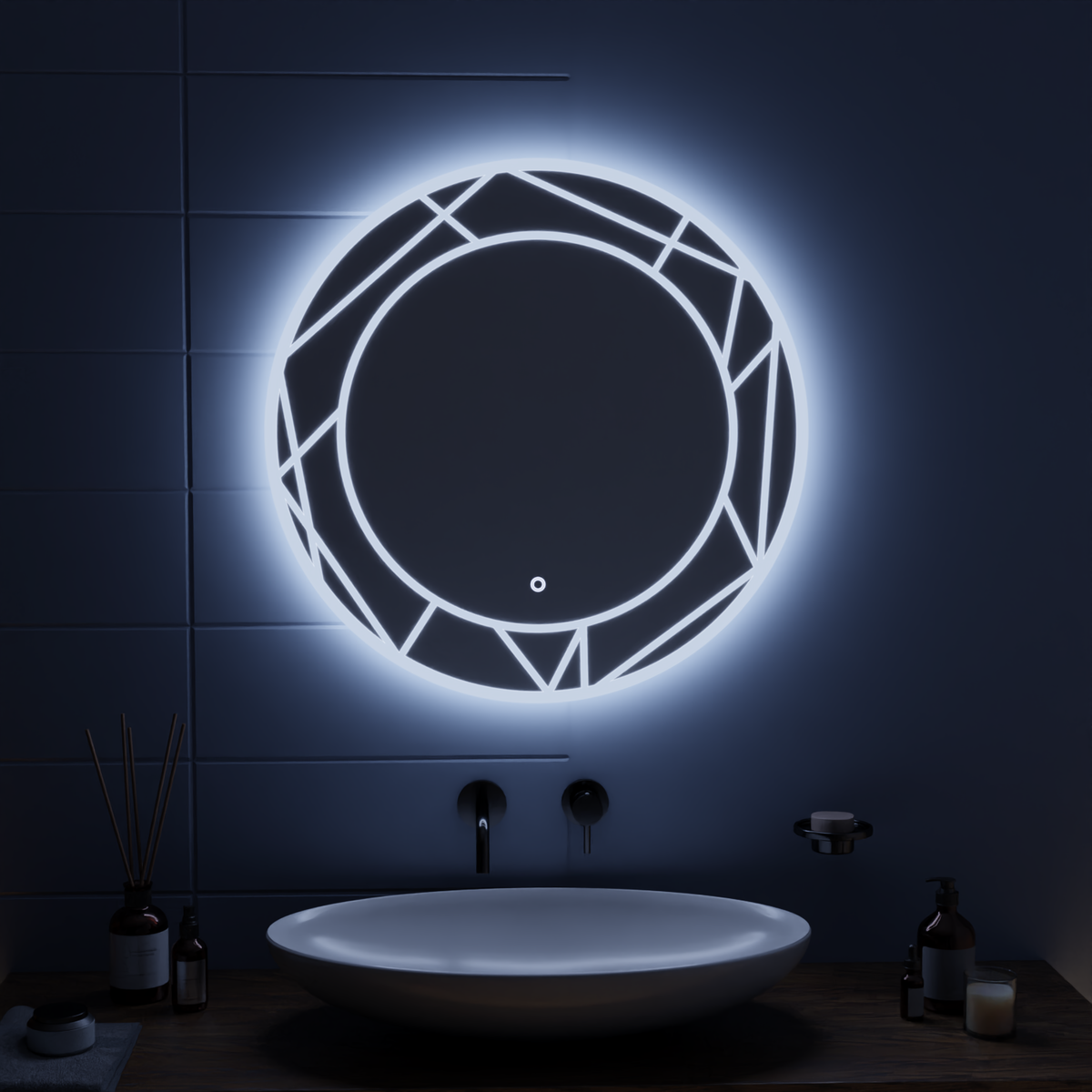 Oglinda LED Touch ASTRIX, 60cm, 6000K, Dimabila, Sistem Dezaburire