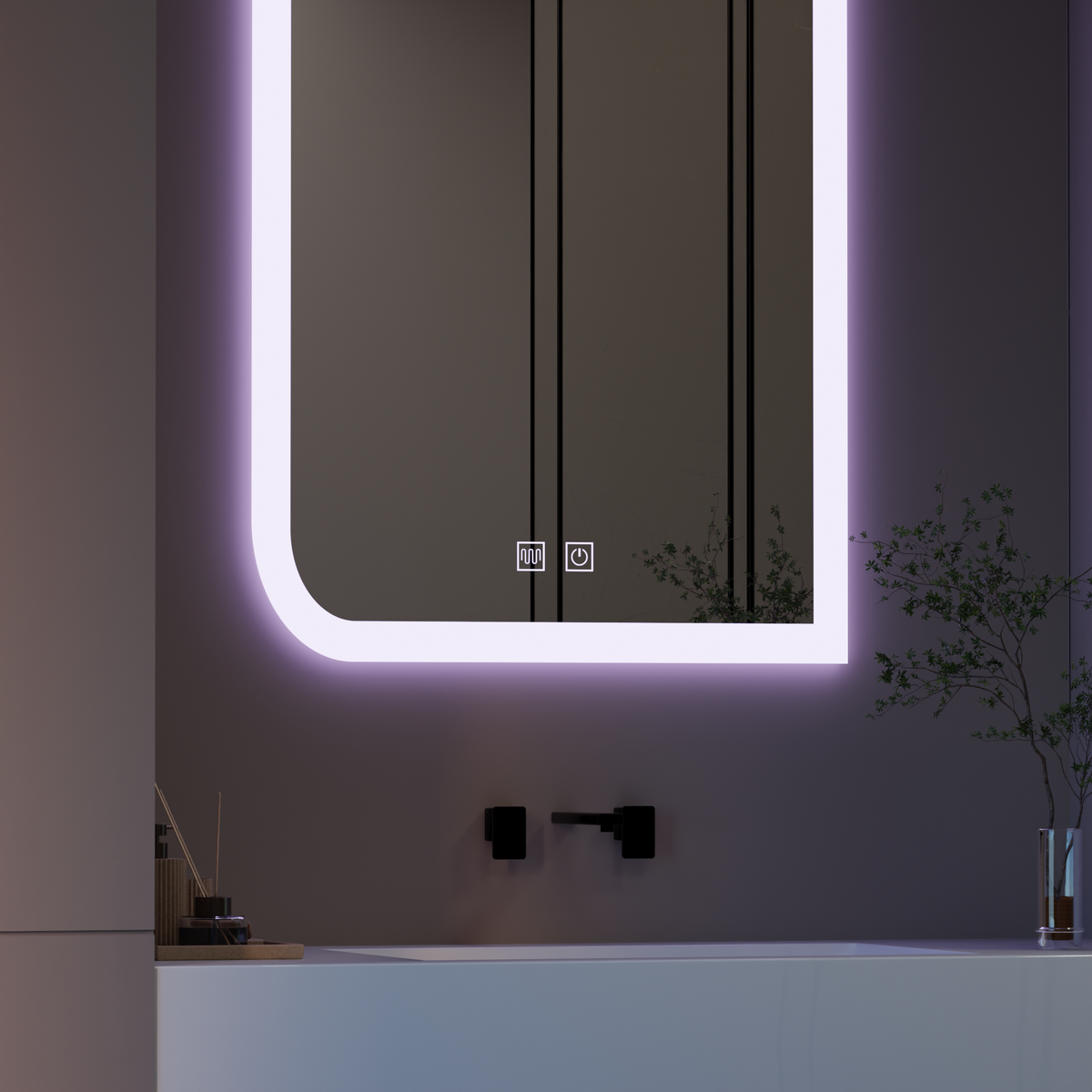 Oglinda LED CLARIVO Dreptunghiulara,  14W, 60X80cm, Touch, Sistem Dezaburire, imaginea 2
