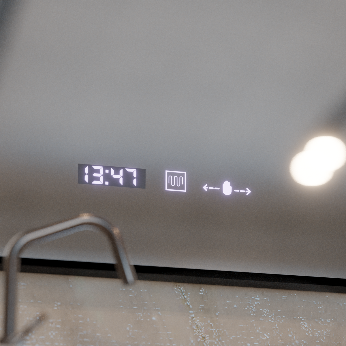 Oglinda LED Senzor MotionGlow Francesca 80x60 cm Lumina Calda/Rece/Neutra Dimabila Sistem Dezaburire Termometru Ceas, imaginea 2
