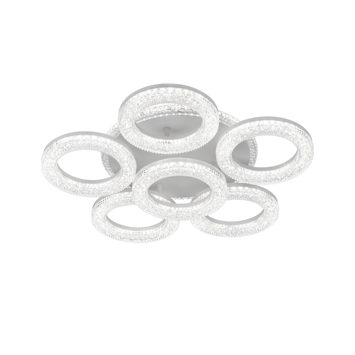 LED luster FREJA s diaľkovým ovládačom, 51cm, 90W, 3000K/4000K/6000K, Stmívateľný, Biela, Kryštály, 6 kruhov, imaginea 3