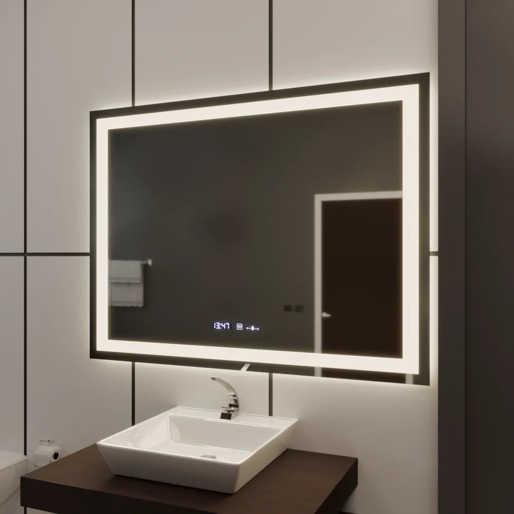 Oglinda LED Rectangulara 120x80cm Vérité MotionGlow Marcello, Sistem Dezaburire, Ceas & Termometru, Dimabila W09/120X80BTRGB