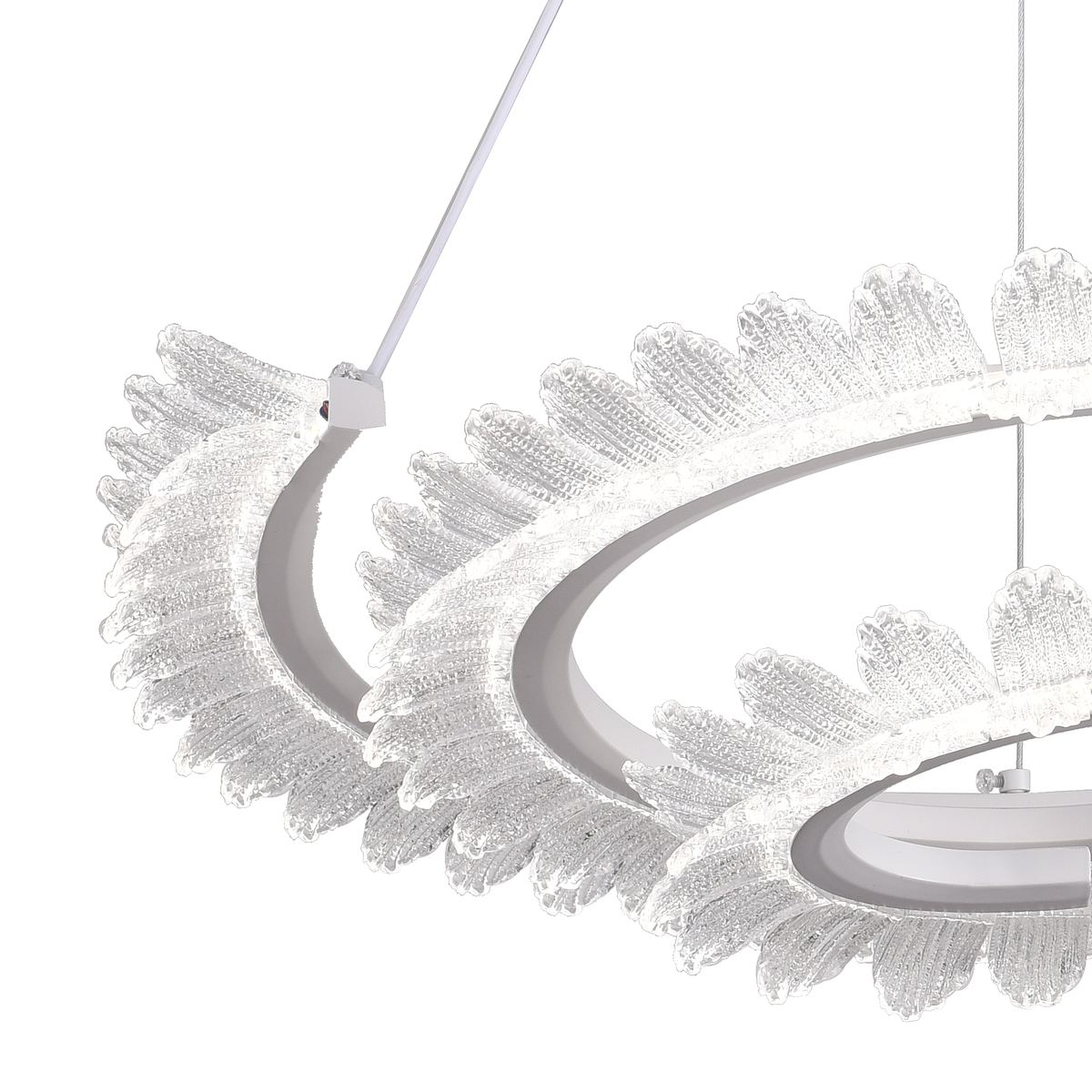 Lustra LED cu Telecomanda LT188WH, Cristal si Metal, 40W, Dimabila, Inaltime Reglabila, Lumina Rece/Calda/Neutra, Iluminat Luxos