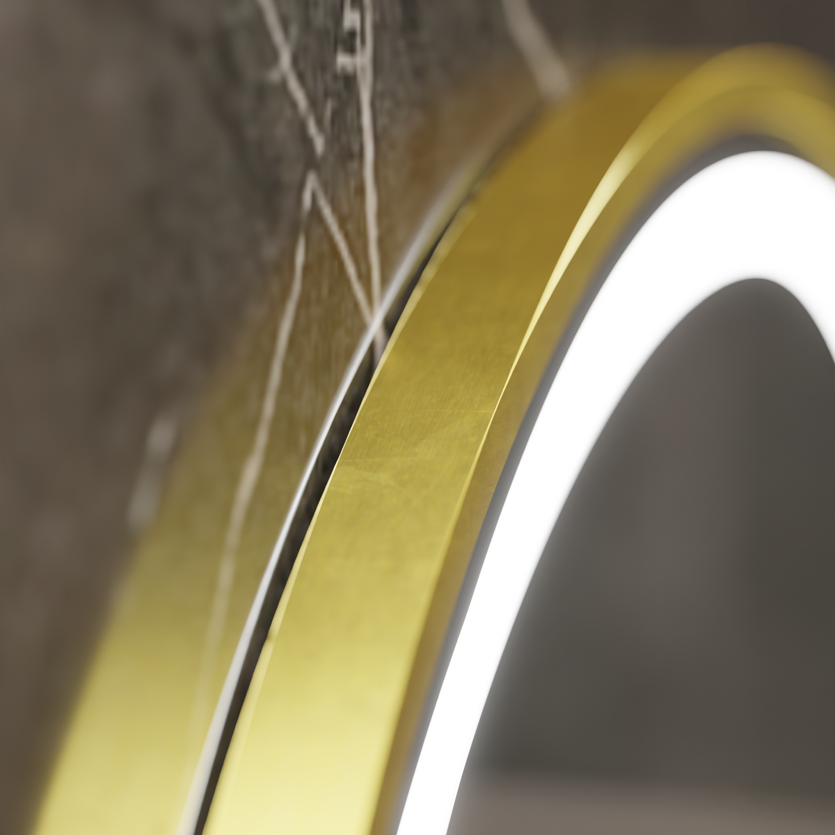 Oglinda LED Touch LUSSO Sistem Dezaburire, Ceas si Temperatura, 50 cm, rama Auriu Brushed, imaginea 5