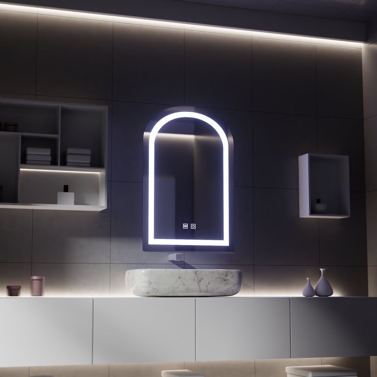 LED Touch zrkadlo s funkciou odmrazovania, 80x50cm, imaginea 5